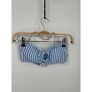 NWT Roxy Pacific Coast Highway Ring Bandeau Top Women's Medium White/Blue Stripe